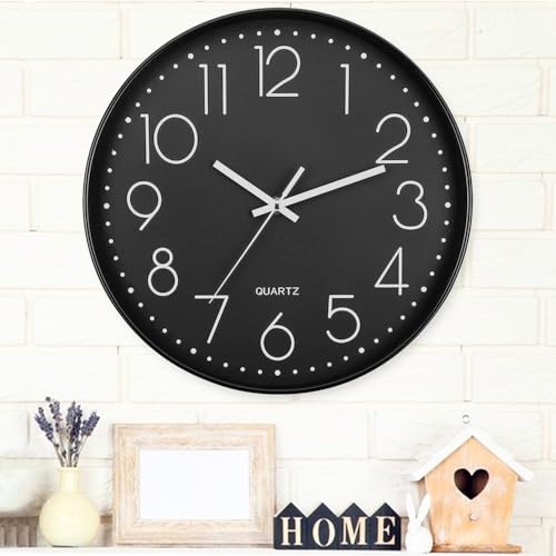 Opiniones y reviews de Relojes de pared al mejor precio. 46 Sugarzoon Reloj de Pared de Cuarzo Silencioso, 30 cm Diámetro, Estilo Moderno, Decorativo para la Cocina, el Salón, el Comedor o la Habitación, Funciona con Pilas (Marco Negro...