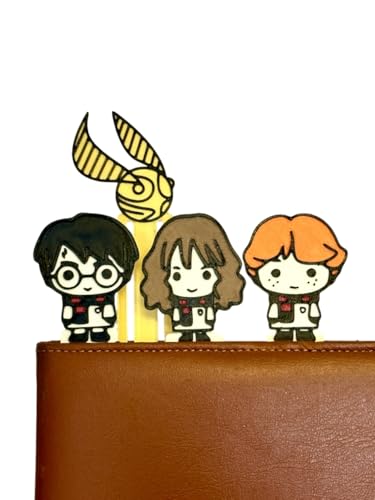 Image of Pack of 4 | Wizarding World Bookmarks | HP Theme Collection with Owl Post, Lightning, Platform 9, Deathly Hallows Designs | Ecofriendly Bioplastic (Magic Wizard Chibi Bookmarks)