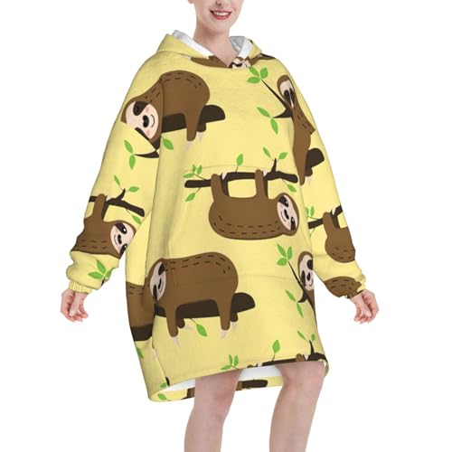 Couverture à capuche paresseux jaune, le cadeau original et cocooning idéal