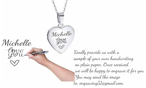 Personalized Silver Heart Necklace Pendant Custom Engraved Free2