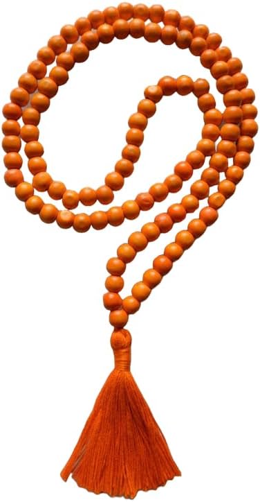 Natural Tulsi Holy Basil Orange Prayer Bead 8mm 108 Mala Beads, Spiritual, Meditation Beads, Reiki, Japa Mala, Buddhist Prayer Beads, Yoga Bracelet, Healing Beads
