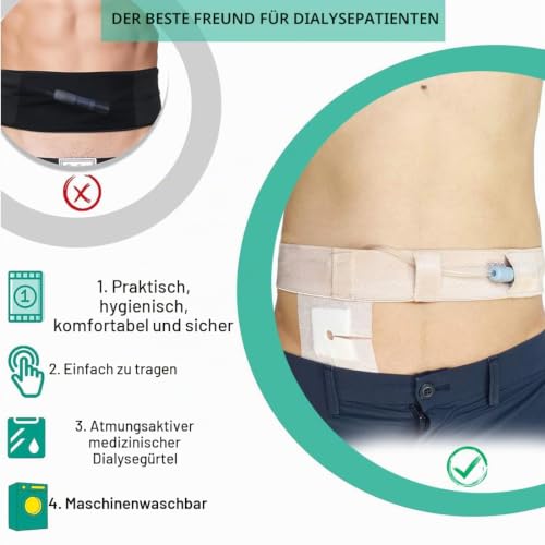 DIFLAX Peritoneale Dialyse-Gürtel, Bauchdialyse Gürtel, Atmungsaktiv, Verstellbar, Katheter Schutzgürtel, Katheter-Unterstützung, Abdominal Dialyse unisex(Nackt M)