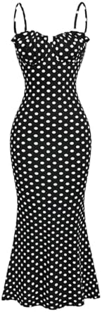 Milumia Women's Polka Dots Frill Trim Cami Dress Elegant Ruched B...