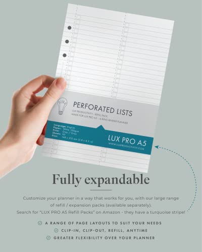 A5 Binder Organizer - Agenda 2023 Daily, Weekly & Monthly Management Undated To Do List & Unisex Business Planner - Pu Leather Journal - Goal Setting Gratitude Notebook & Appointment Book By Lux Productivity - Lux Pro A5 Ed.2 Blue - Midnight #TOP7