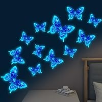Butterfly Stickers 12pcs, Glow in The Dark Butterfly Wall Sticker Self Adhesive Butterfly Decorative Sticker for Wall Bedroom Living Room -Crystal Pattern