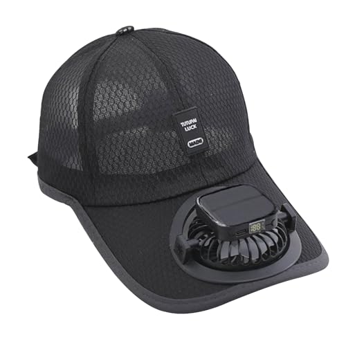 Baseball Cap mit Solarventilator Solar-Fan-Hut Mesh Baseballkappe mit Ventilator Sommer UV-Schutz Sonnenhut Solarbetriebener/USB-Ladesonnenhut (DE/NL/SE/PL, Numerisch, 56, Schwarz)
