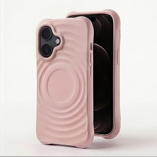 Image of amazon basics Shockproof Case for iPhone 16 | Ripple Pattern | Camera Protection | Protective Cover with Enhanced Grip & Wireless Charging Support - Baby Pink