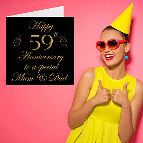 Special 59th Anniversary Card for Dad Mum Parents - Special Mum & Dad - Happy 59 Wedding Anniversary Cards from Son Daughter Family, 145mm Greeting Cards for Anniversaries - Image 6