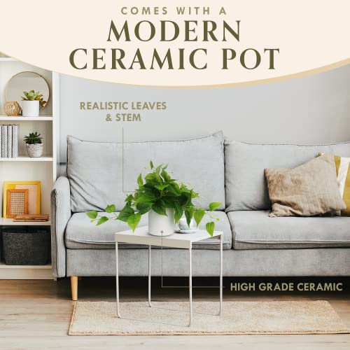 Faux Plants Indoor, Artificial Plants For Home Decor Indoor, Pothos Small Fake Plants - Fake Plants Decor, Green Plants Artificial Décor, Artificial Plant For Indoor And Outdoor - White Pot #TOP3