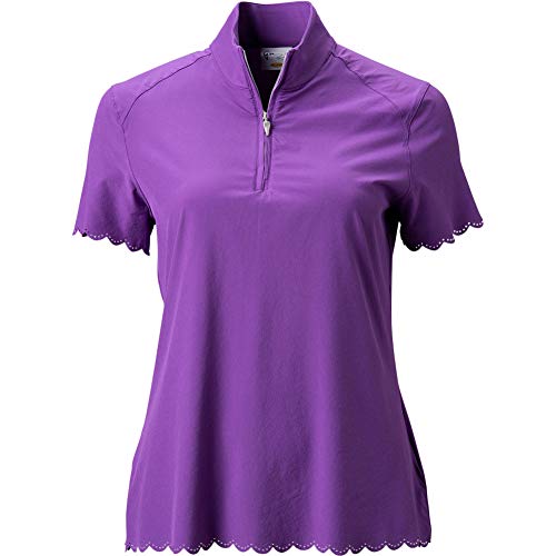 Polo de golf haut de gamme Greg Norman violet XS avec détails laser cut