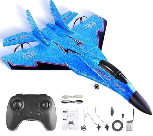 Image of Amitasha Remote Control Airplane for Kids & Adults, Epp Foam RC Airplane Jet Aircraft, RC Glider Automatic Balance Gyro Plane with Night Lights, Stunt RC Gifts for Boys