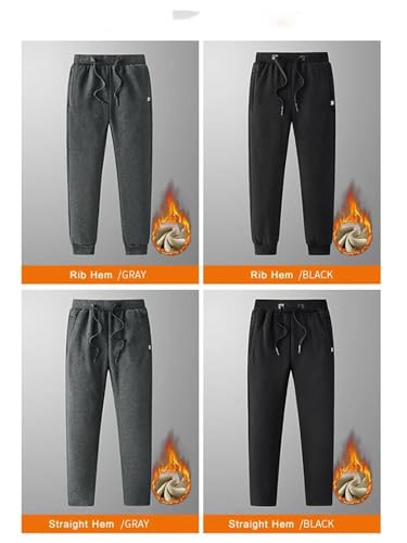 Men's Sweatpants Thick Warm Fleece Joggers Sportswear Zip Pockets Cotton Track Pants4