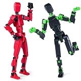 Rolling Art Action Figure Set, Model 13 Action Figure Multi-Jointed Movable,Gift Box Packaging, a Great for Loved Ones and Friends. (Black + Red)