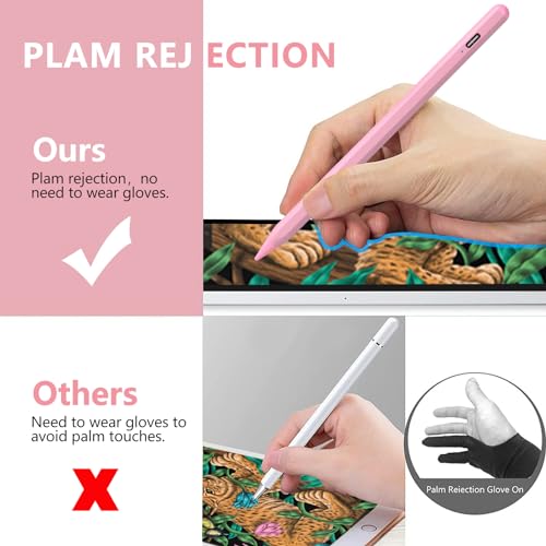 Image of Stylus Pen for iPad 2018-2023 with Palm Rejection, Active Pencil for iPad 10th /9th /8th /7th /6th Generation, for iPad Pro 11 /12.9 inch, for iPad Air 5th /4th /3th Gen, for iPad mini 6th /5th Gen (Pink)
