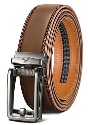 Image of BULLIANT Ratchet Trimmable Leather Belt for Men Adjustable 1 3 /8-Gift Boxed | Smooth Sliding | Micro Adjustable Fit | Tailored Size | Holeless Understated Elegance