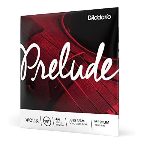 D'Addario Juego de cuerdas para violín Prelude, escala 4/4 tensión media, Núcleo de acero macizo, tono cálido, económico y duradero, La elección del educador para cuerdas de estudiantes Cover