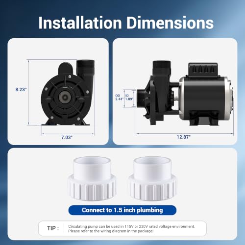 Image of SPA Circulation Pump 0.25HP, (115V or 230V) - Model: 48WTC0153C-I