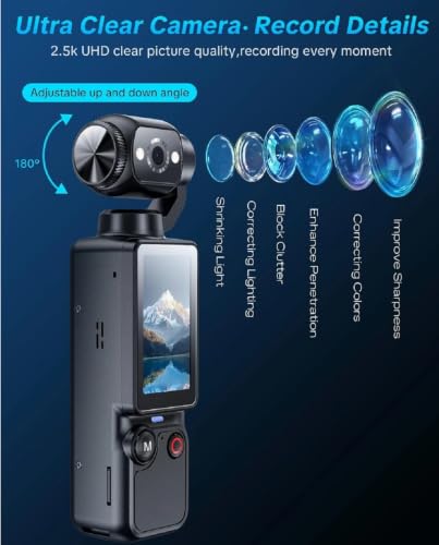 Image of Vlogging Camera with 180 Rotating Lens, 2000mAh Battery, Pocket Digital Video Camera, Fill Light, Compact Camera for YouTube, Travel, Selfie, Live Streaming & Content Creators