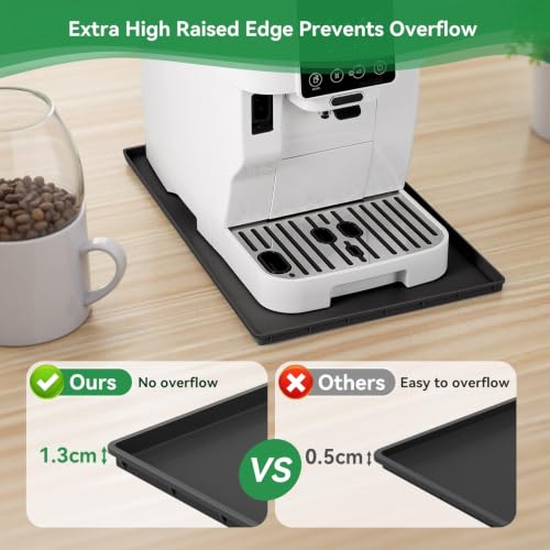 Inwee Unterlage Silikonmatte für Kaffeemaschinen, Anti-Rutsch Wasserdicht Silikonmatte für Kaffeevollautomat Barista Zubehör… – Ansicht 6