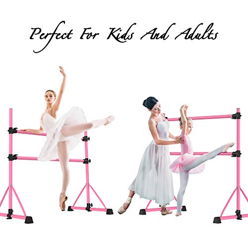 Geoinus Portable Ballet Barre Bar for Home, 4FT Adjustable Freestanding Double Ballet Barre for Girls & Adults, Stable & Anti-Slip Dance Bar for Stretching, Studio Dancing, Workout, Max Load 250lbs