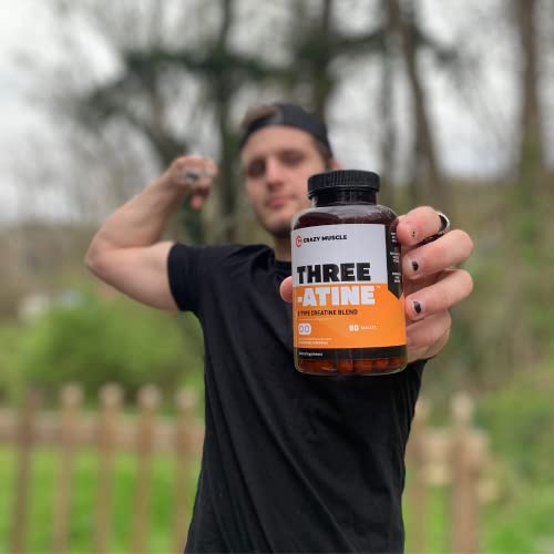Crazy Muscle Creatine Monohydrate Capsules - Easy to Swallow - High Absorption - Keto Friendly Three-Atine Blend for Muscle Endurance Growth and Repair - 5g of Creatine per Serving - 1 Month Supply - Image 5