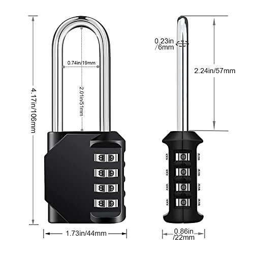 Image of ZHEGE Combination Lock Outdoor, 4 Digit Resettable Weatherproof Combination Padlock for Gym, School, Gates, Doors, Hasps Storage