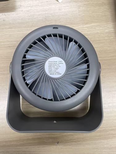 HAGEDAWN Small Desk Fan, Ultra-Quiet Desktop Air Circulator, Touch Screen Control, Multi-Speed Desktop Fan with LED Light, Quiet Table Fan for Bedroom, USB Rechargeable Small Fan for Desk (Gold-Gray)