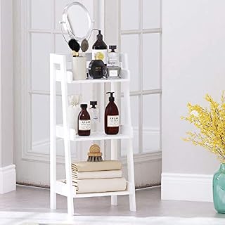 UTEX 3-Tier Ladder Shelf, Bathroom Shelf Freestanding, 3-Shelf Spacesaver Open Wood Shelving Unit