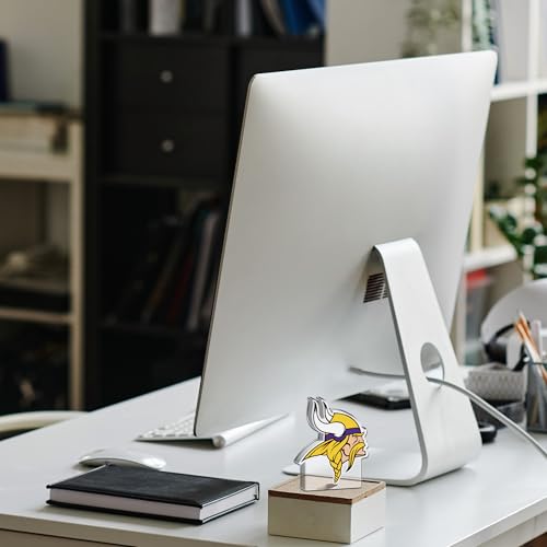 Image of Rico Industries NFL Football Minnesota Vikings Standard Acrylic Shape Cut 3 inch Desk Art - Premium Freestanding Acrylic Display, Precision‑Cut Mini Desk Decor,for Home, Office, or Gift Giving