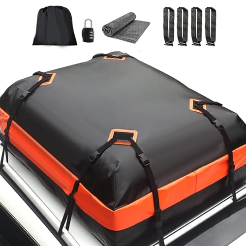 WODHMIEY Car Roof Bag,Cargo Carrier Bag,Large Capacity Roof Bag,15 Cubic Feet for A Wide Variety of Vehicle Types with Easy Installation,Includes Antislip Mat