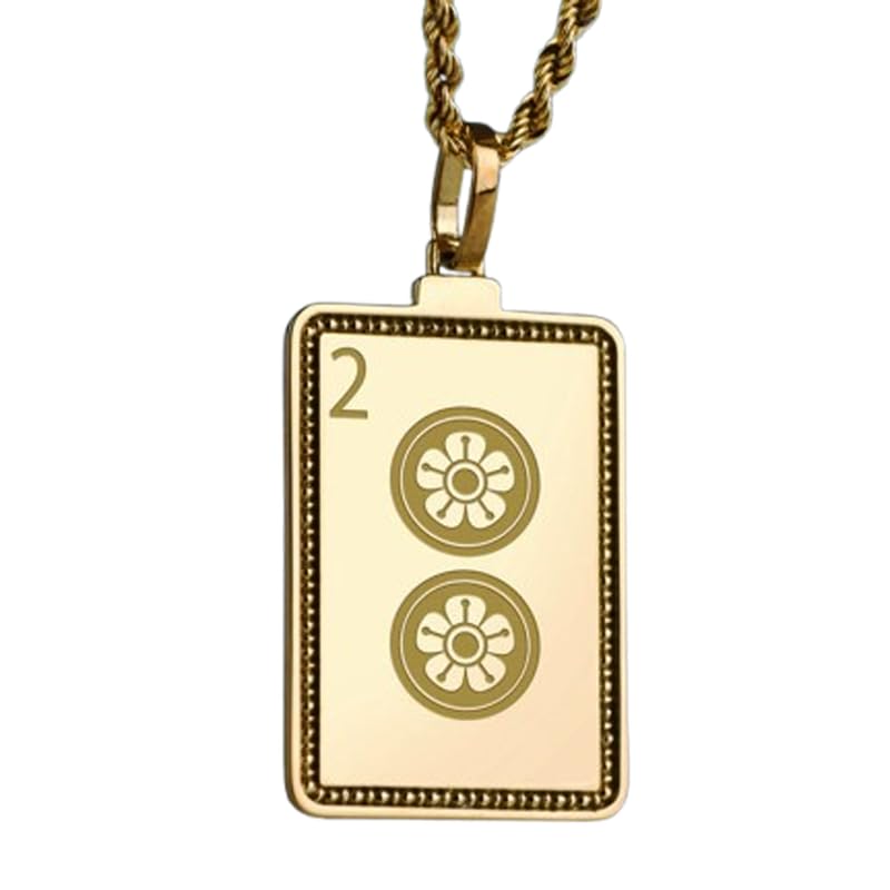 Pendentif mah-jong Deux points en argent plaqué or, cadeau idéal mixte