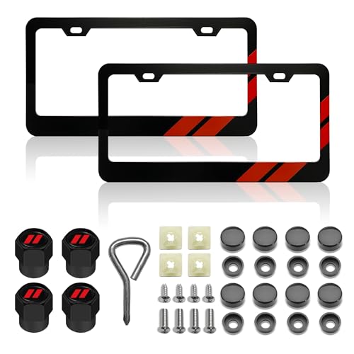 Opiniones de Placas para comprar hoy. 47 DGDRHZ - Placa de matrícula para Dodge Premium de acero negro compatible con todos los accesorios incluidos (rojo) (para Dodge)