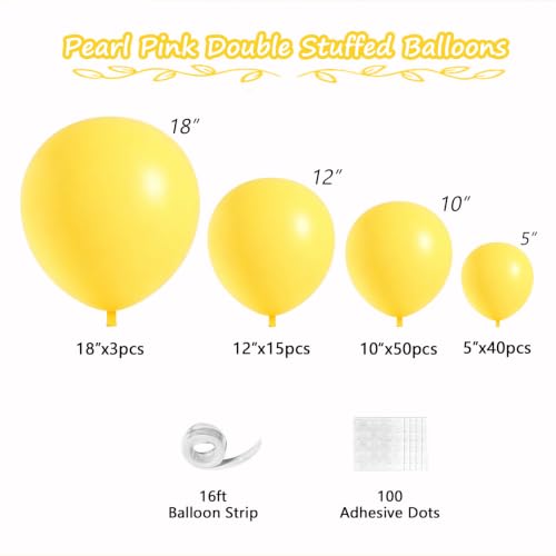 Image of 108Pcs Double Stuffed Yellow Balloon Garland Arch Kit