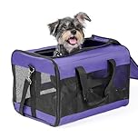 Conlun Dog Carrier Soft Sided, Large Cat Carrier with Inner Safety Leash, Pet Transport Carrier for Large Cats and Medium Dogs up to 20 Lbs, Collapsible Travel Puppy Carrier Bag -Purple L