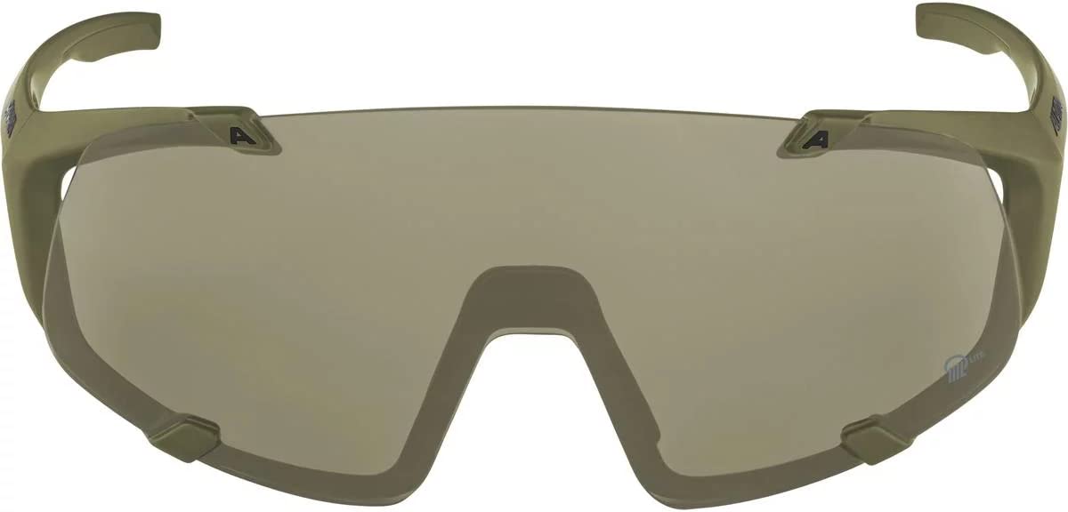 ALPINA Mirrored, Contrast-enhancing Cycling Glasses For Men & Women, 100% UV Protection, HWK Q-LITE, Olive matt, one size