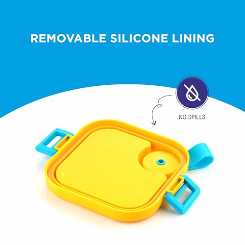 Image of Homeor Stainless Steel Box with Spoon, Tiffin Box for Kids, Airtight BPA Free & Leakproof Lunch Box, Steel Box for School Girls and Boys, Snacks Tiffin for Kids, 500 ML, Blue