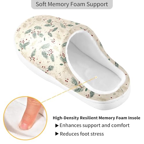 Fuzzy Memory Foam Slippers for Women/Men Leaves Fruit Pattern Fluffy Winter House Shoes Indoor and Outdoor3