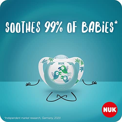 NUK Star Baby Dummy | 6-18 Months | BPA-Free Silicone Soothers | Yellow Flowers | 2 Count