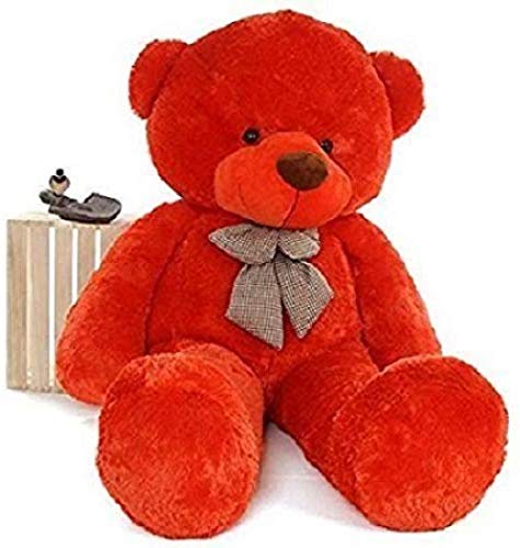 Image of HUG 'n' FEEL SOFT TOYS Loveable HUGABLE Soft Giant Life Size, Long Huge Teddy BearPlush & Stuffed Toys (Best for Someone Special) RED 4 Feet 120 cm with Free Heart Shape CUSION