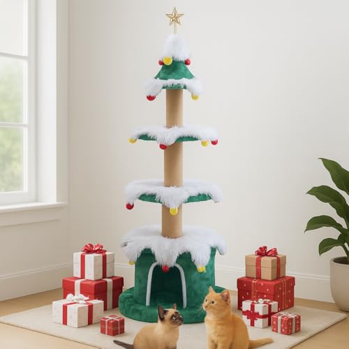 Árbol de Navidad para Gatos Multi Nivel con Rascadores y Condos miniatura 1