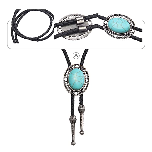 Image of GelConnie Native American Bolo Tie Rodeo Cowboy Leather Necktie Western Necklace Costume Accessories for Men,Women