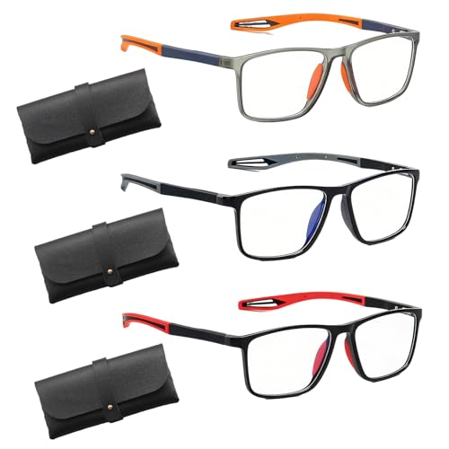 Uzndq 3 Stück Autofokus Brille Mit Selbsteinstellung Brille Die Sich Automatisch Der Sehstärke Anpasst Enthält drei schwarze Brillenbeutel und drei farbige Brillen Für Täglichen Gebrauch