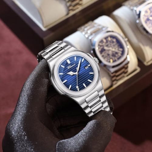 Image of Gosasa Fashion Men's Watches Date Business Watch Stainless Steel Luxury Style Luminous Quartz Waterproof Analog Display Male Wristwatch