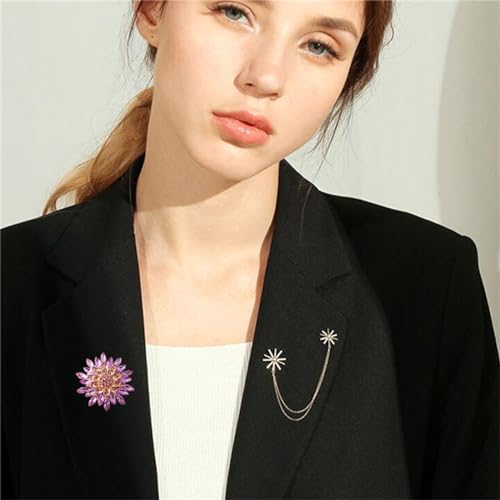 Image of WCRAZYE Sunflower Brooch Pins for Women Sparkly Big Premium Rhinestone Crystal Red Flower Bouquets Lapels Brooch Elegant Clothing Skirt Hat Bag Accessories for Teen Girls