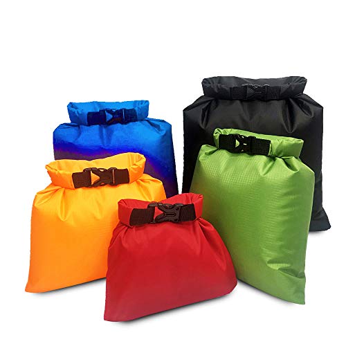 Lixa-da Lot de 5 sacs étanches (1,5 L + 2,5 L + 3,5 L + 4,5 L + 6 l) - Sacs de rangement en polyester ripstop pour smartphone, appareil photo, camping, bateau, sports nautiques