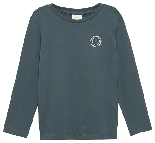 s.Oliver Junior Langarmshirt mit Detail-Print fr Jungen, Langarm, Klassische Passform, Grey, Gre 116 (6-7 Jahre), Klassisch, Alltag