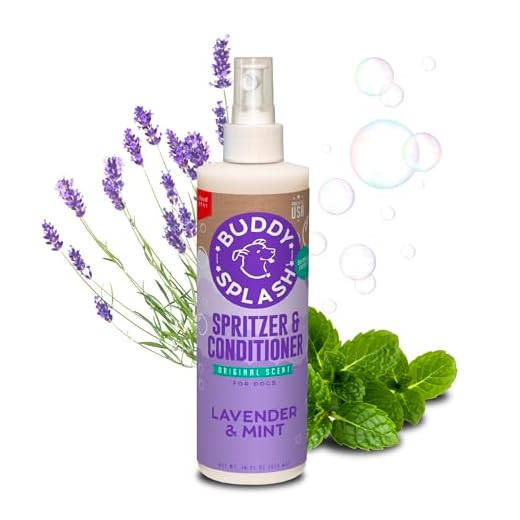 Buddy Biscuits Splash Dog Deodorizer & Conditioner, Easy Spray On with Botanical Extracts, Lavender & Mint 16 oz (15402)