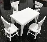 SXFSE Dollhouse Decoration Accessories, 1:12 Dollhouse Miniature Furniture Wooden White Dining Table