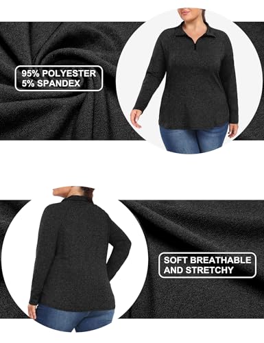FOREYOND Plus Size Workout Tops for Women Long Sleeve Quarter Zip Pullover Althetic Golf Polo Shirts Yoga Gym Clothes4