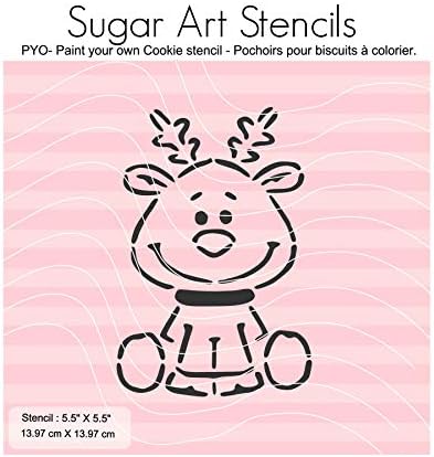 Christmas PYO cookie stencil holidays deer Rudolph paint your own outline JN00132